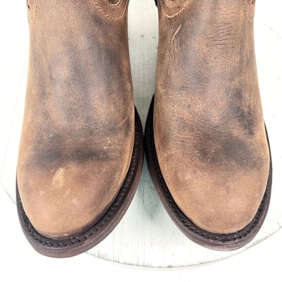 Lane PLAIN JANE Womens Womens 9.5 Brown Cowboy Ankle Boots Short Cowgirl Bootie - Picture 6 of 10